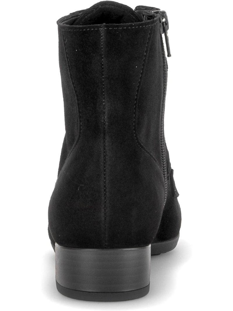 Bottines  en cuir velours Noir Noir - Kiabi