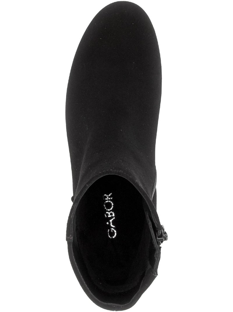 Bottines  en cuir velours Noir Noir - Kiabi