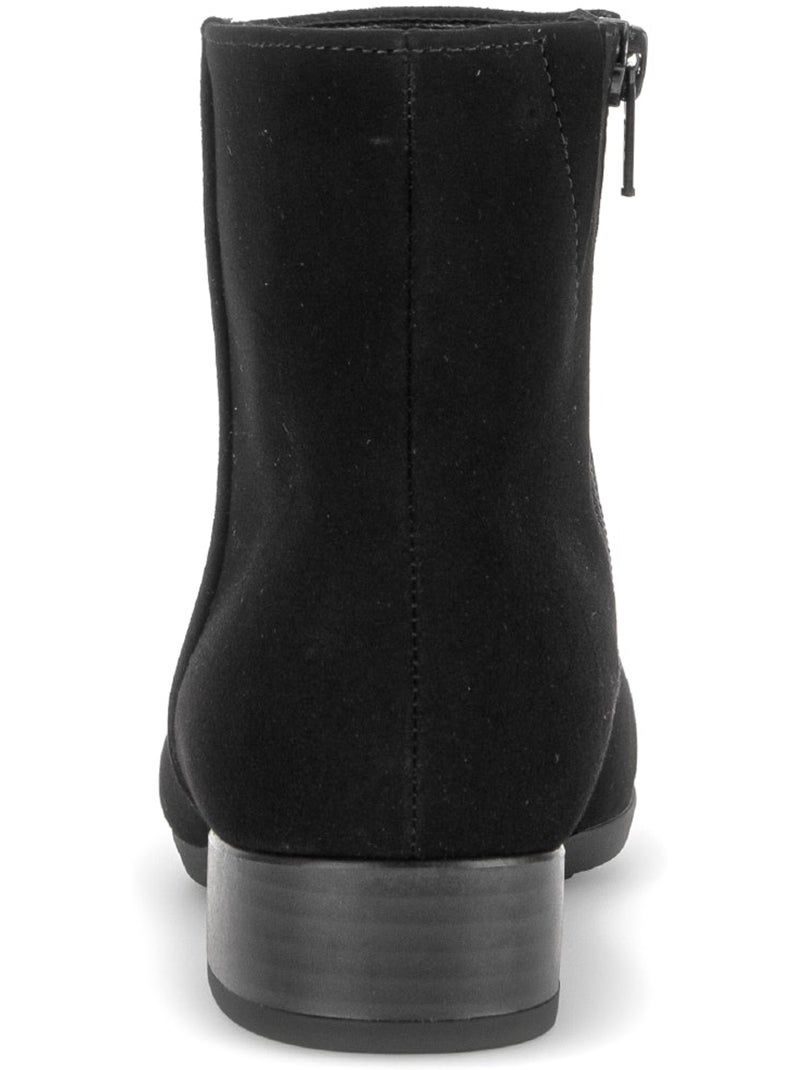 Bottines  en cuir velours Noir Noir - Kiabi