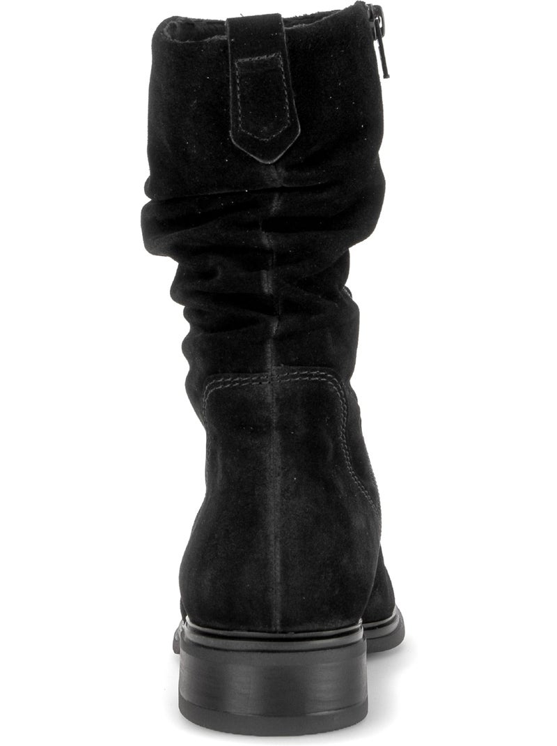 Bottines  en cuir velours Noir Noir - Kiabi