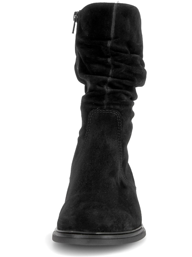Bottines  en cuir velours Noir Noir - Kiabi