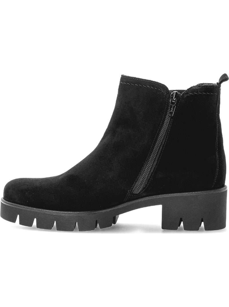 Bottines  en cuir velours Noir Noir - Kiabi