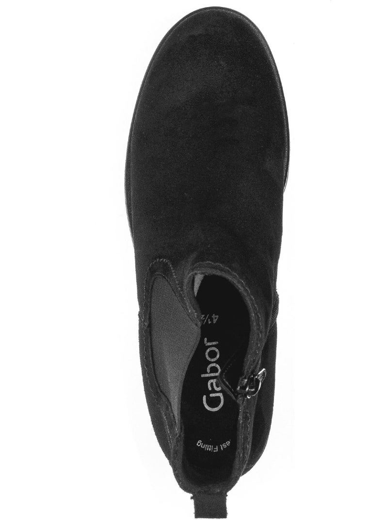 Bottines  en cuir velours Noir Noir - Kiabi