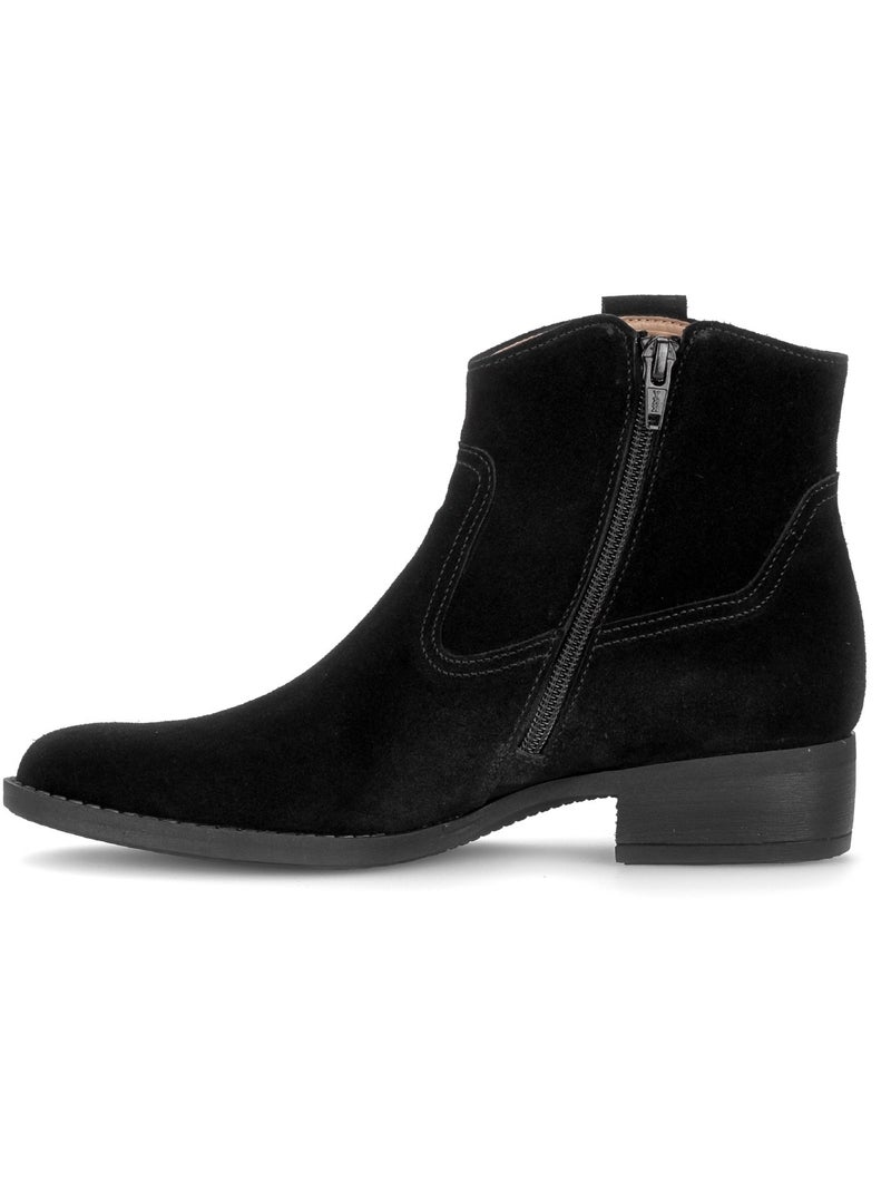 Bottines  en cuir velours Noir Noir - Kiabi