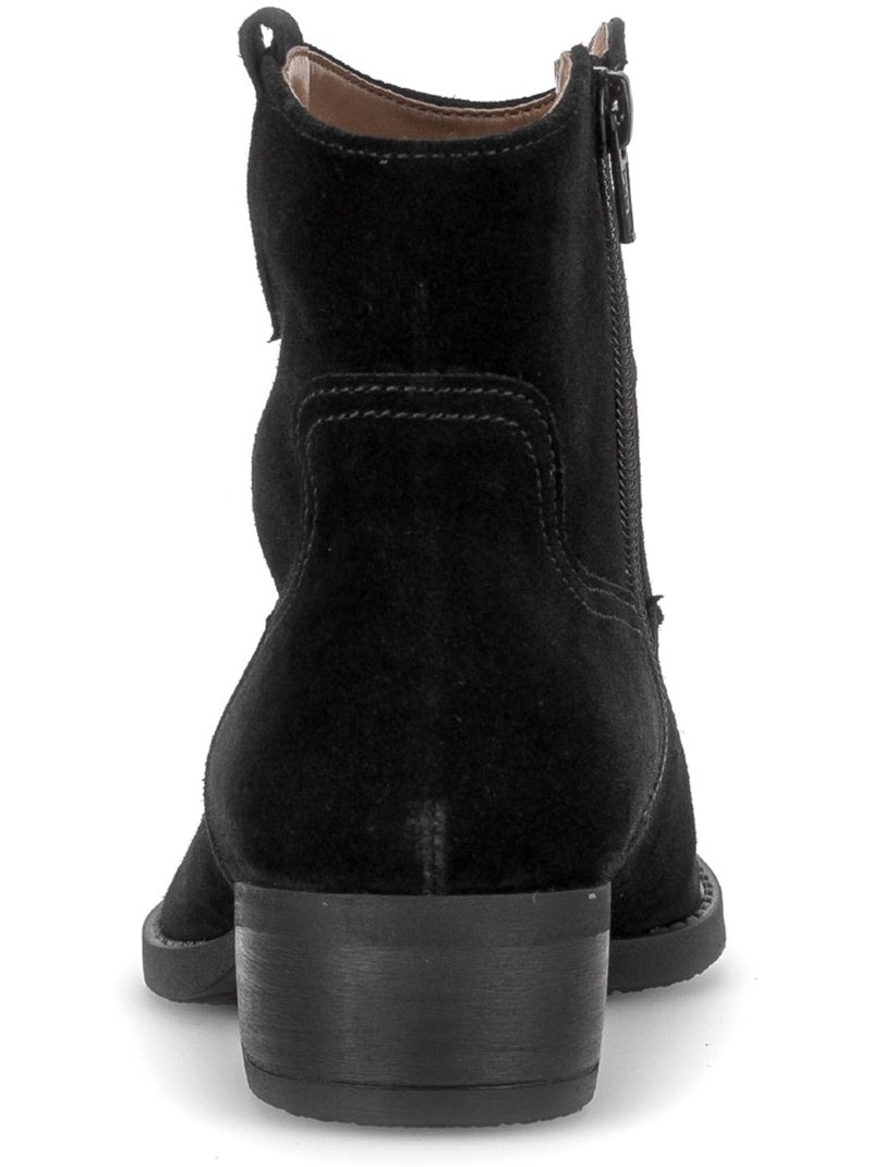 Bottines  en cuir velours Noir Noir - Kiabi