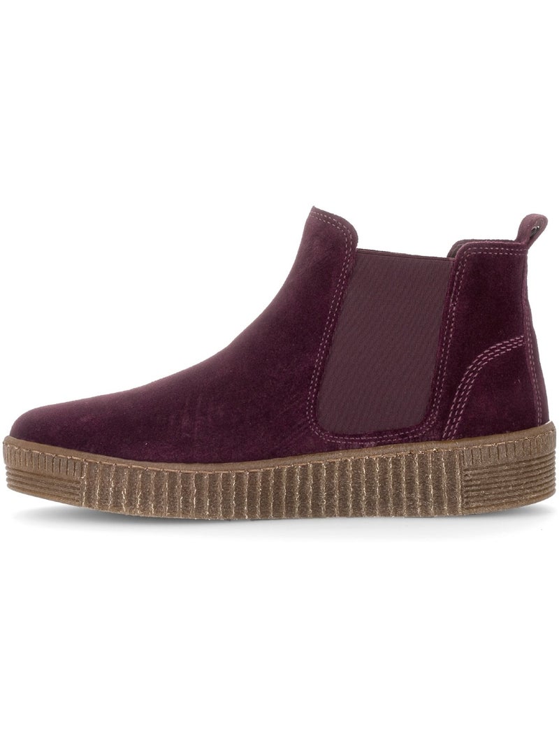 Bottines  en cuir velours Rouge - Kiabi