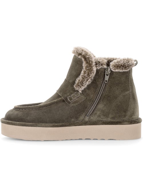 Bottines  en cuir velours - Kiabi