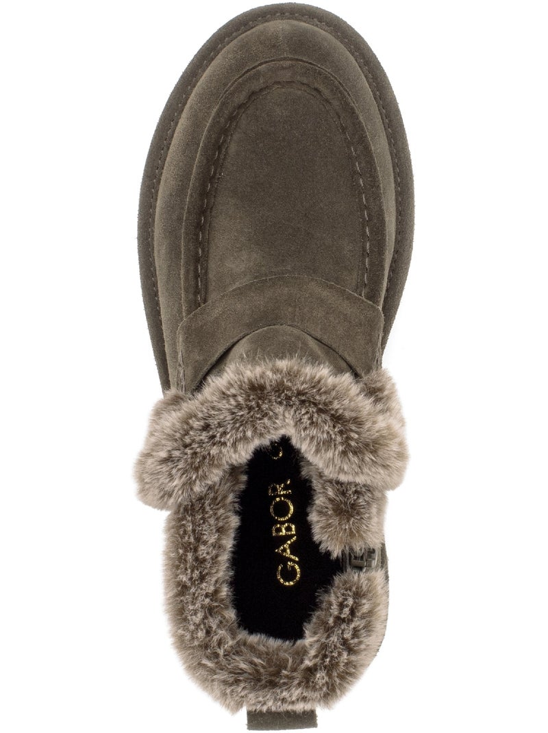 Bottines  en cuir velours Vert - Kiabi