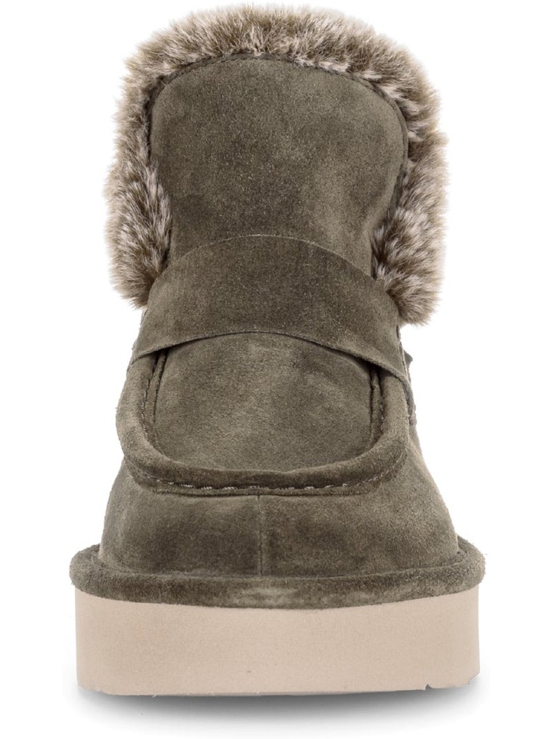 Bottines  en cuir velours Vert - Kiabi