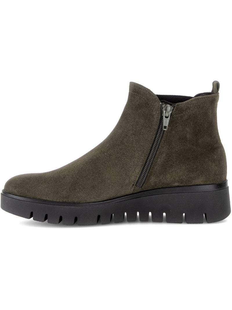 Bottines  en cuir velours Vert - Kiabi