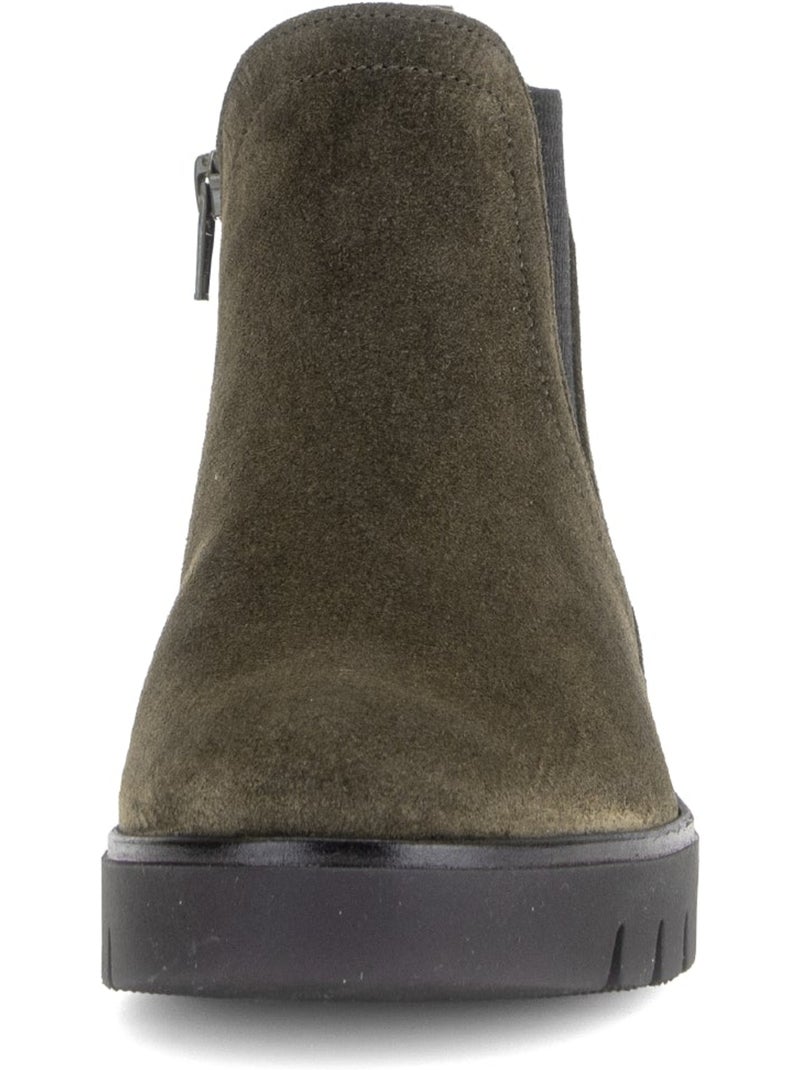 Bottines  en cuir velours Vert - Kiabi