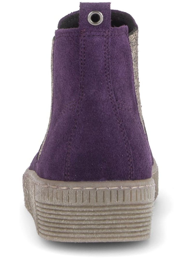 Bottines  en cuir velours Violet - Kiabi