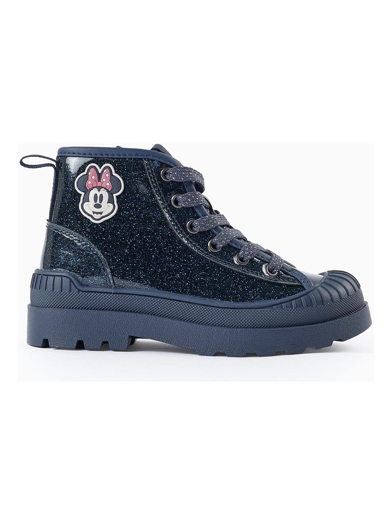 Bottines en cuir verni, avec fermeture à glissière MINNIE Bleu foncé - Kiabi