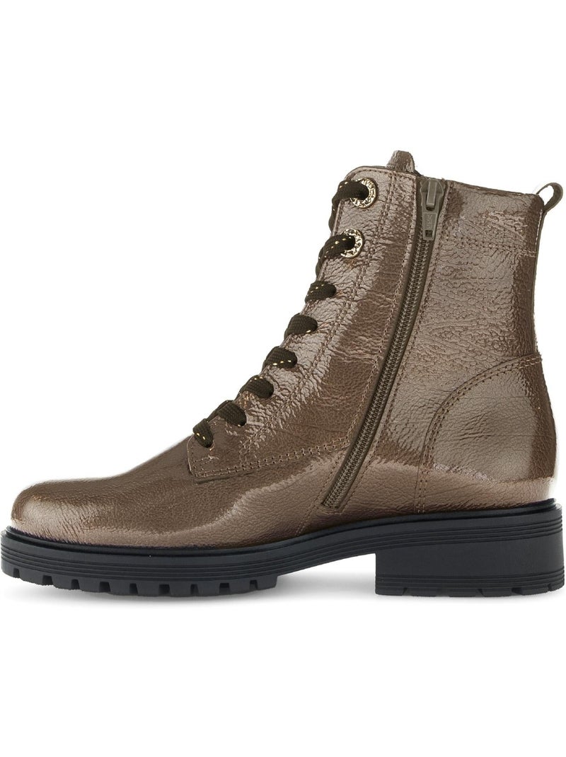 Bottines  en cuir verni Marron - Kiabi