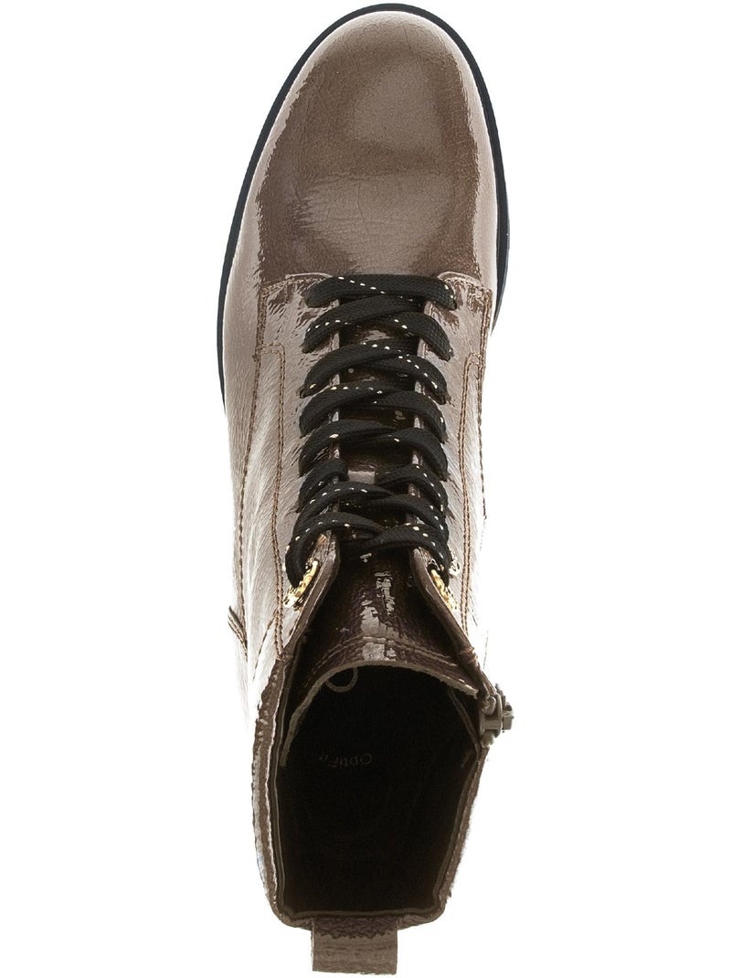 Bottines  en cuir verni Marron - Kiabi