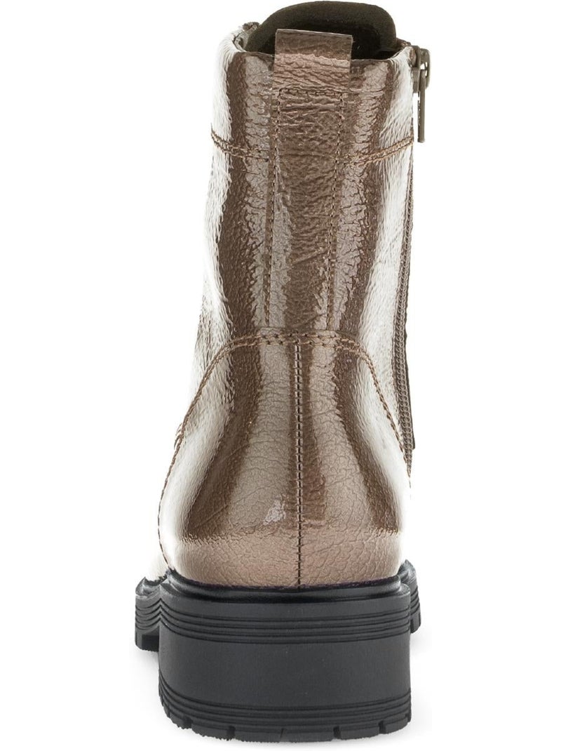 Bottines  en cuir verni Marron - Kiabi