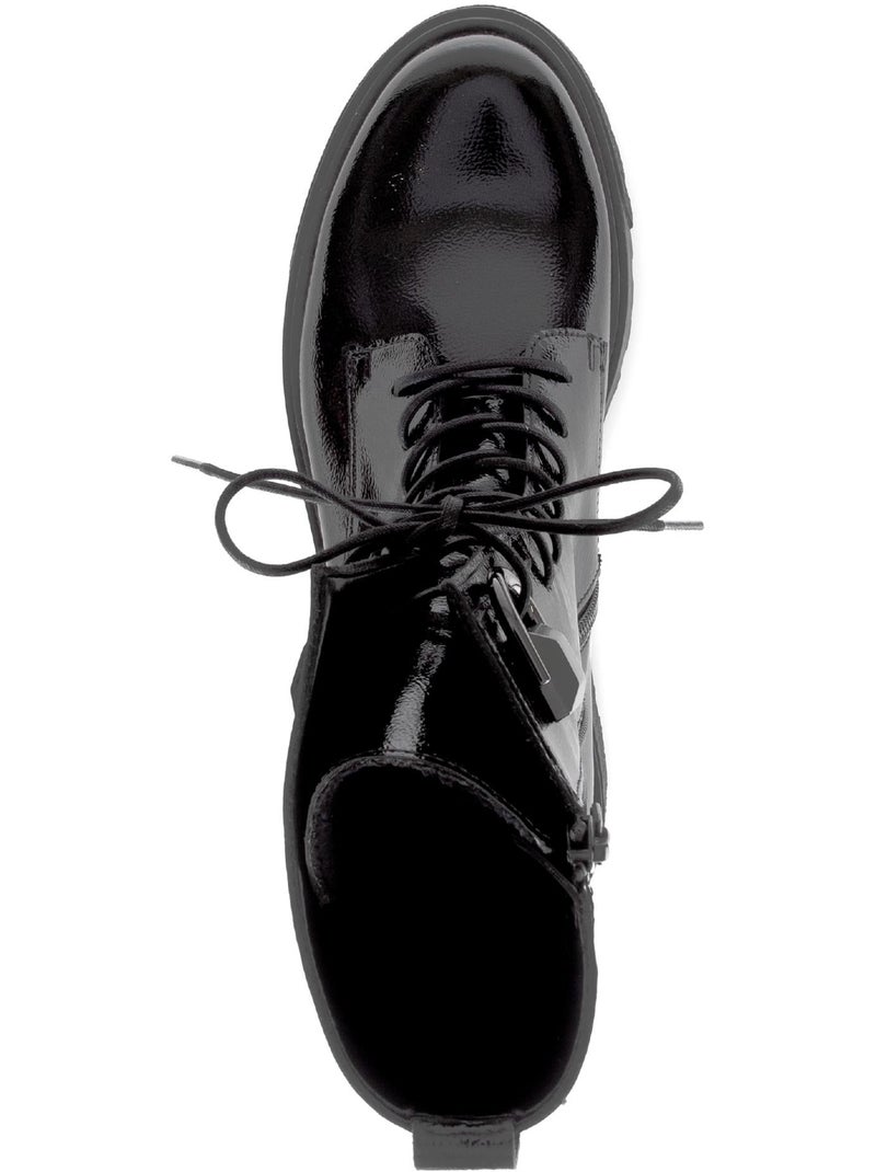 Bottines  en cuir verni Noir Noir - Kiabi