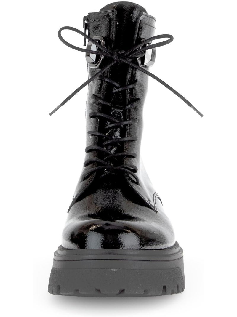Bottines  en cuir verni Noir Noir - Kiabi