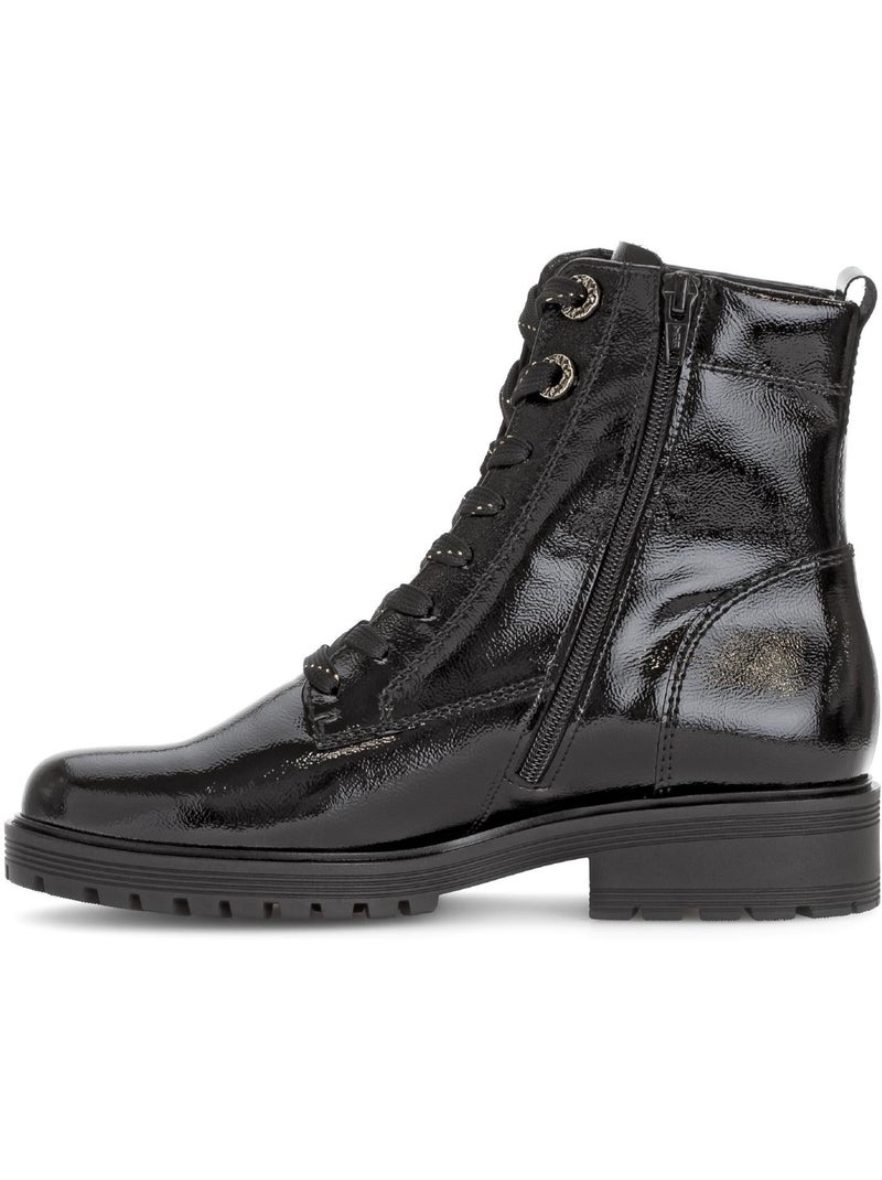 Bottines  en cuir verni Noir Noir - Kiabi