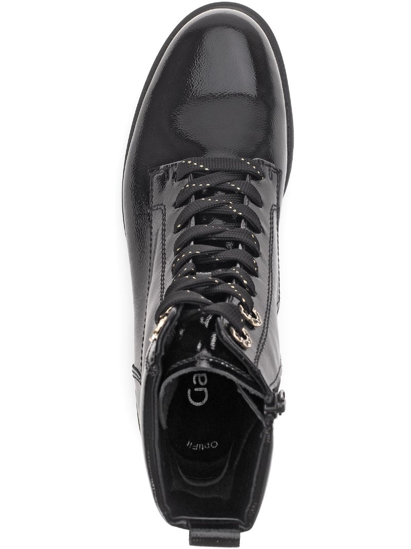 Bottines  en cuir verni Noir Noir - Kiabi
