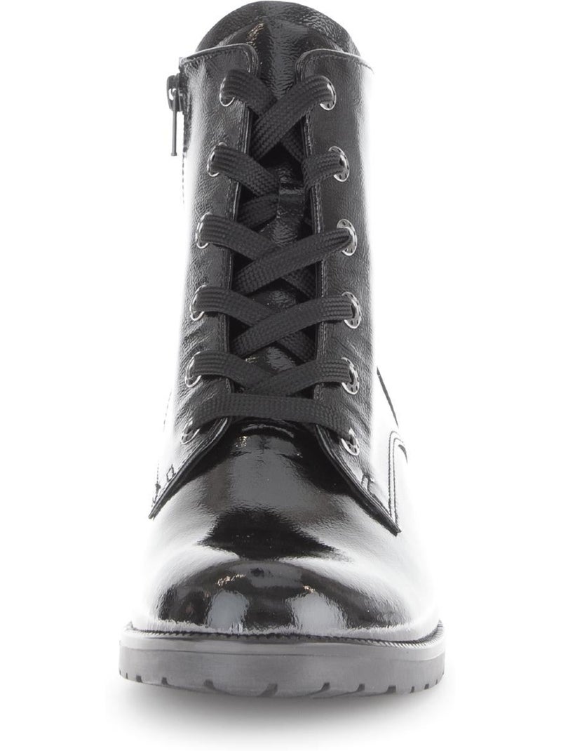 Bottines  en cuir verni Noir Noir - Kiabi