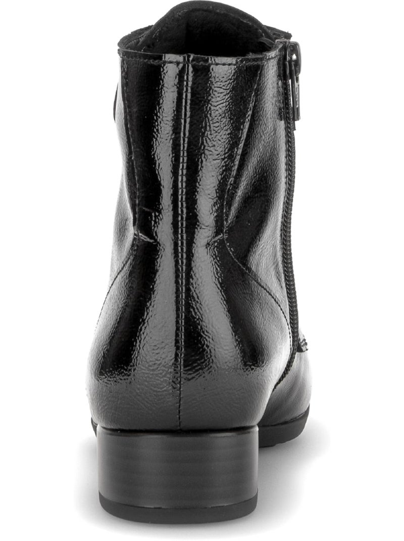Bottines  en cuir verni Noir Noir - Kiabi