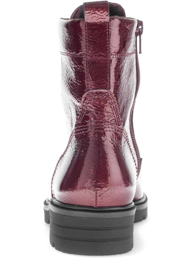 Bottines  en cuir verni Rouge - Kiabi