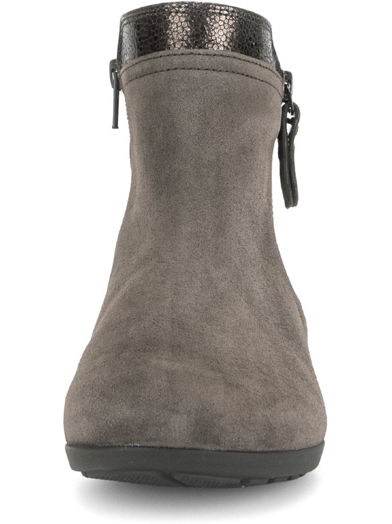 Bottines  en cuirs combinés Marron - Kiabi