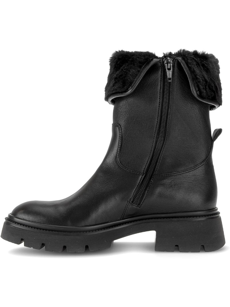 Bottines  en cuirs combinés Noir Noir - Kiabi