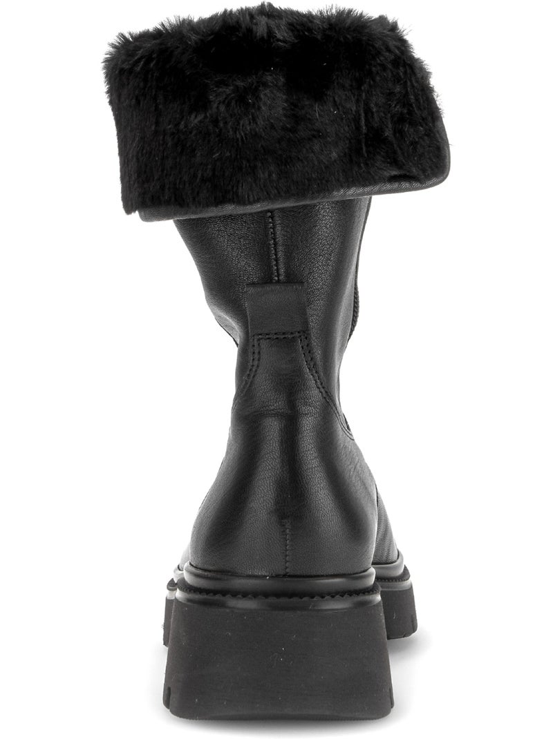 Bottines  en cuirs combinés Noir Noir - Kiabi