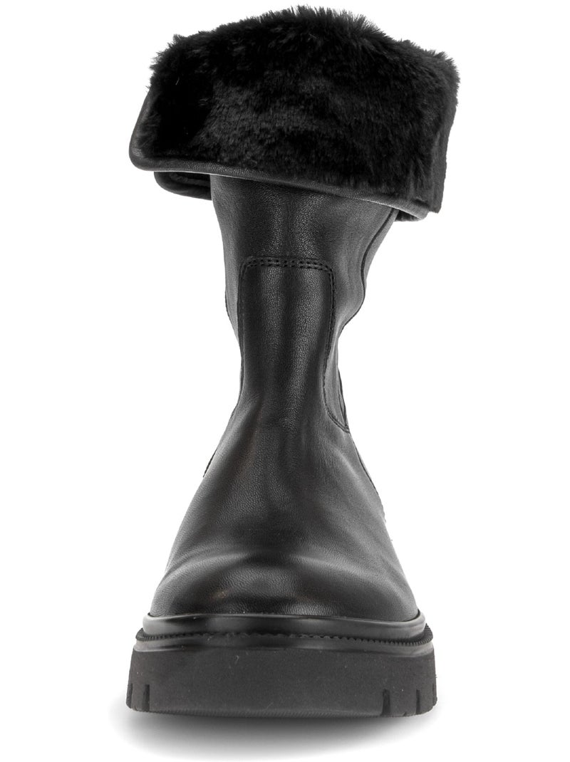 Bottines  en cuirs combinés Noir Noir - Kiabi