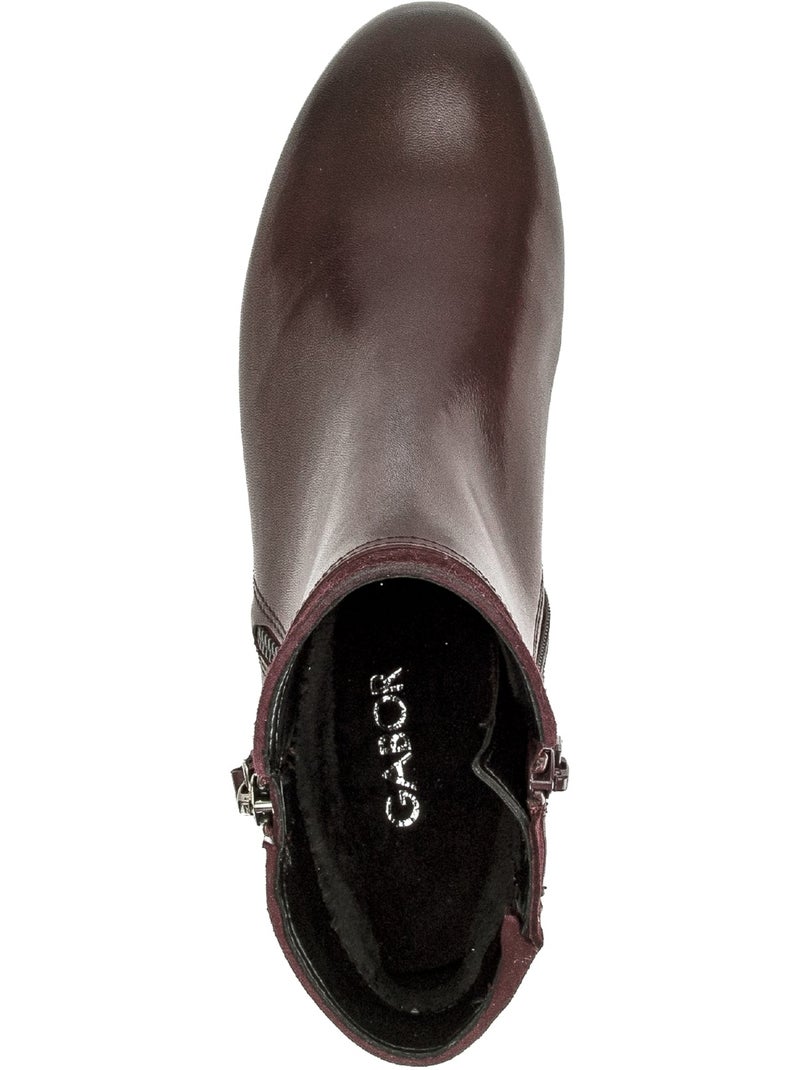 Bottines  en cuirs combinés Rouge - Kiabi