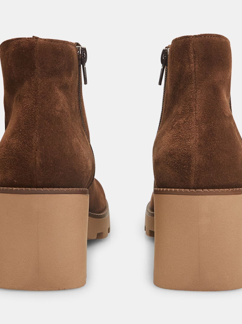 Bottines en daim à talon midi BATA Marron - Kiabi