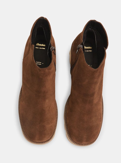 Bottines en daim à talon midi BATA - Kiabi