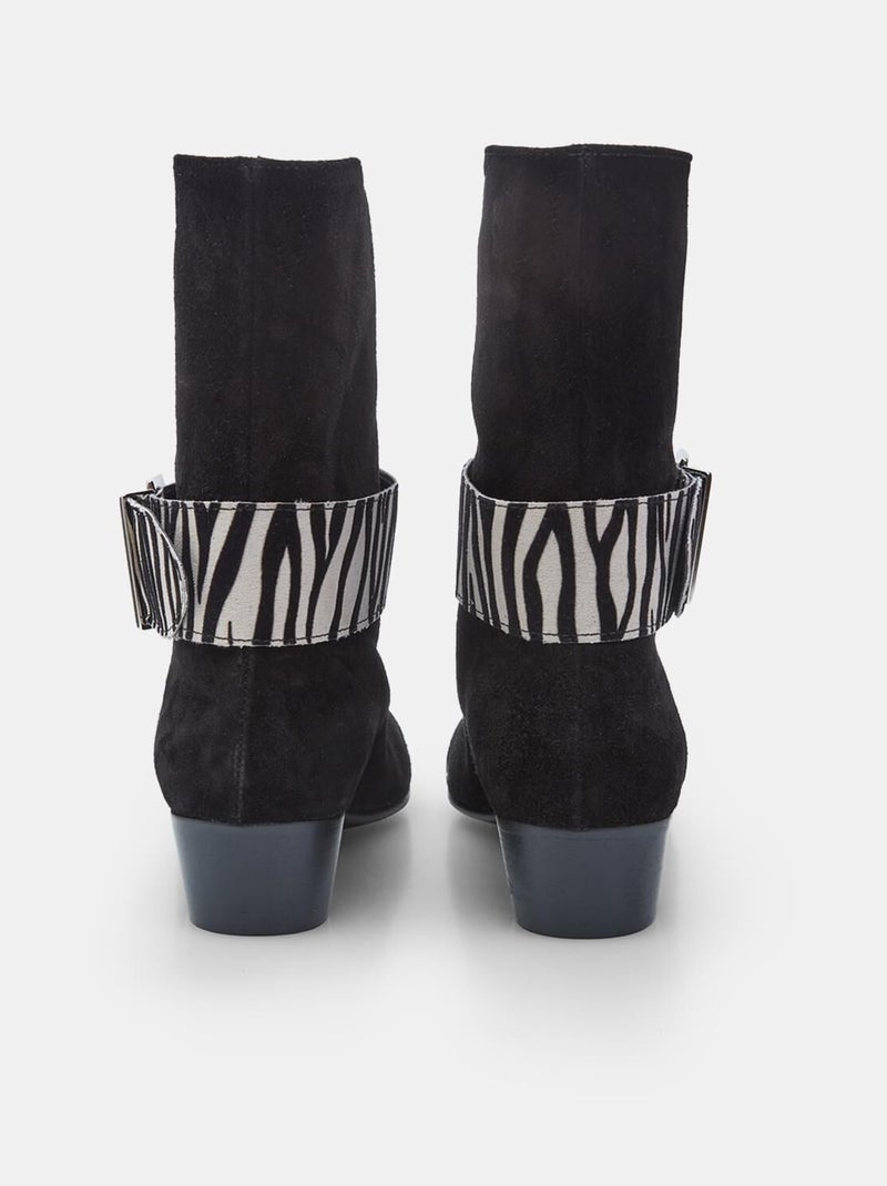 Bottines en daim avec bride animalière BATA Noir - Kiabi