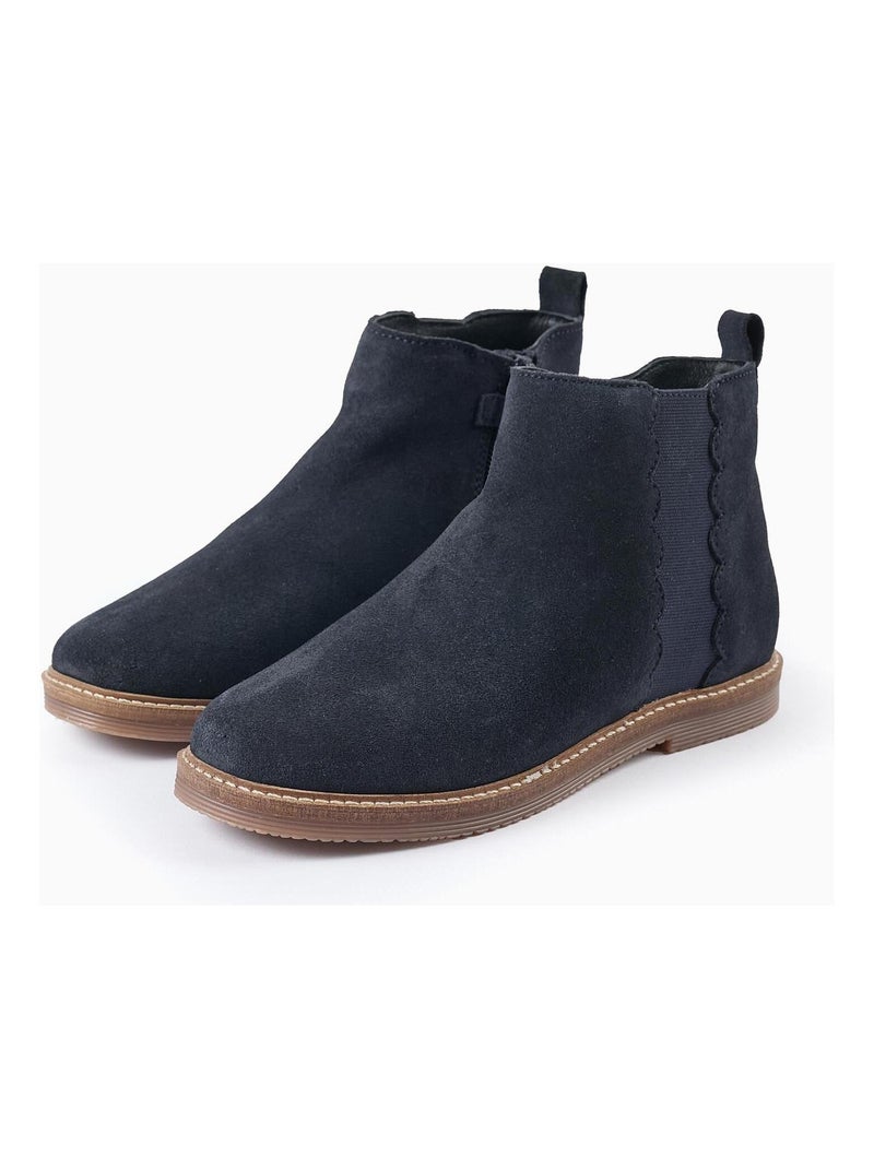 Bottines en daim, avec fermeture à glissière OLYMPIA Bleu foncé - Kiabi