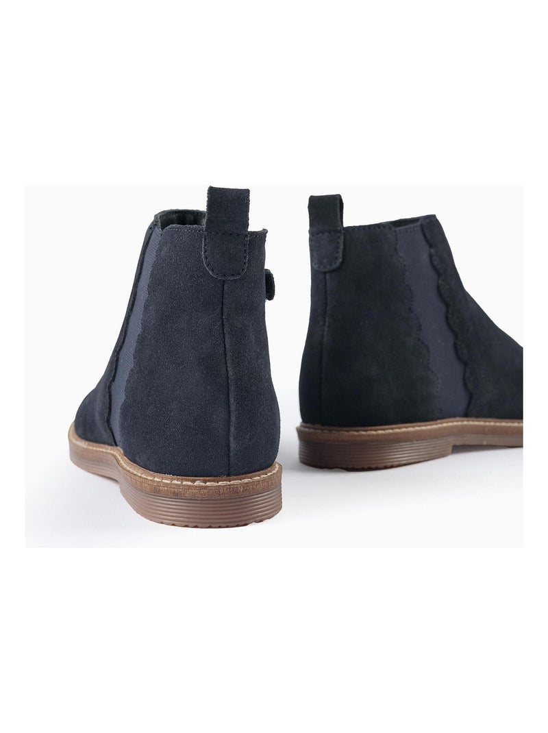 Bottines en daim, avec fermeture à glissière OLYMPIA Bleu foncé - Kiabi