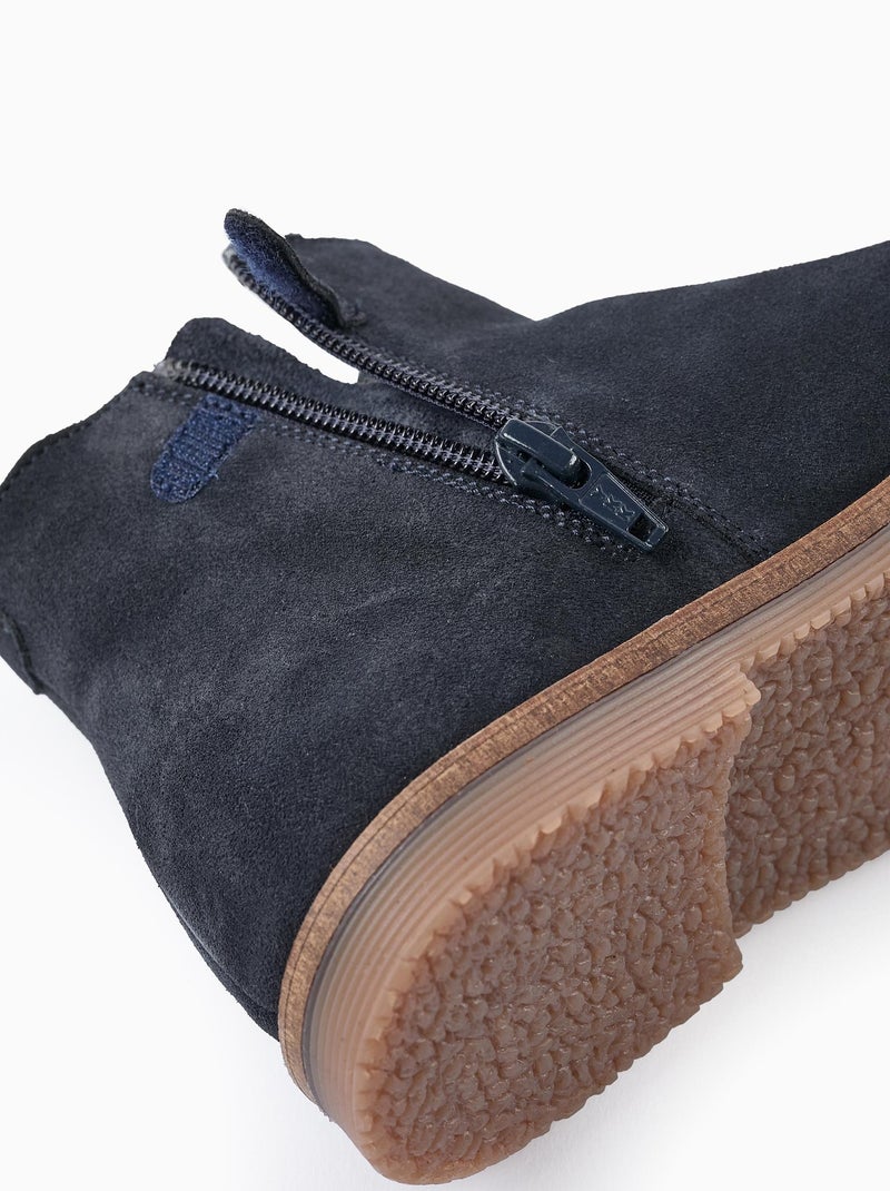 Bottines en daim, avec fermeture à glissière OLYMPIA Bleu foncé - Kiabi