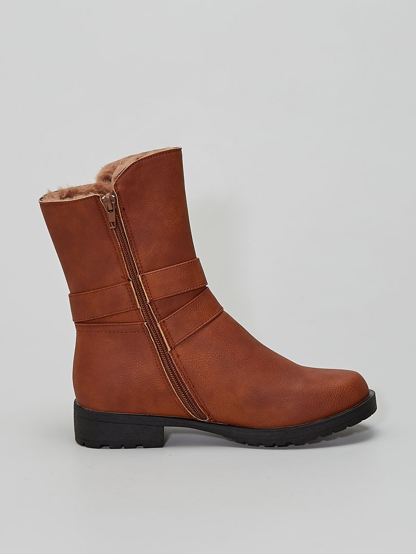 Bottines en simili brun - Kiabi