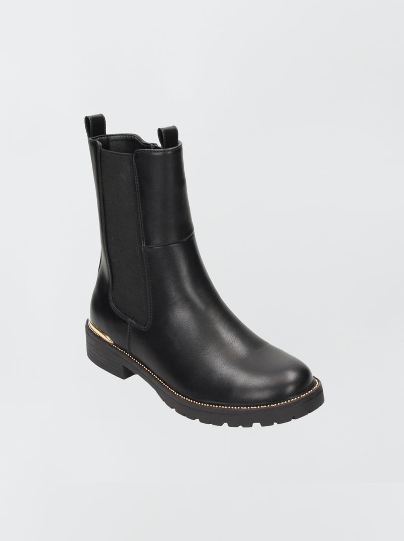 Bottines en simili et dorées Noir - Kiabi