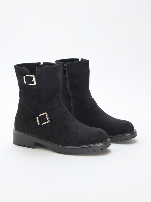 Bottines en suédine avec boucle - Kiabi
