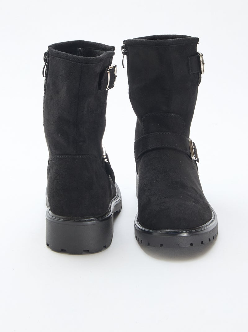 Bottines en suédine avec boucle Noir - Kiabi