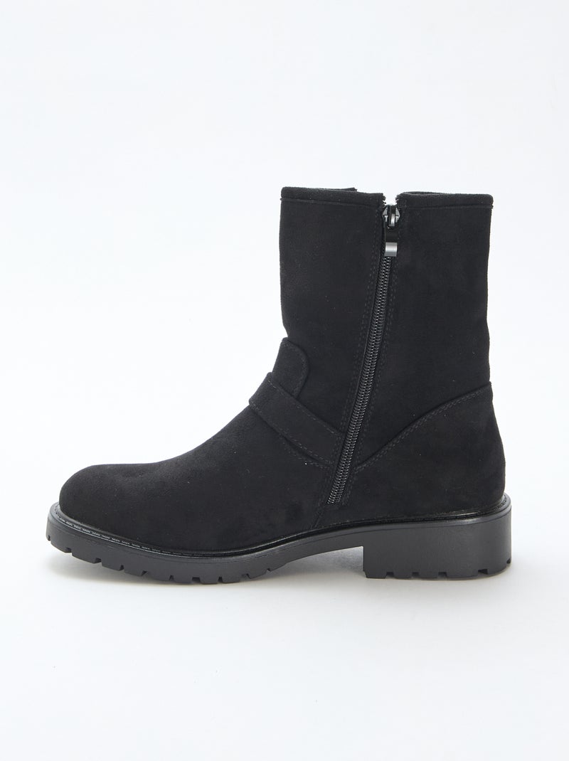 Bottines en suédine avec boucle Noir - Kiabi