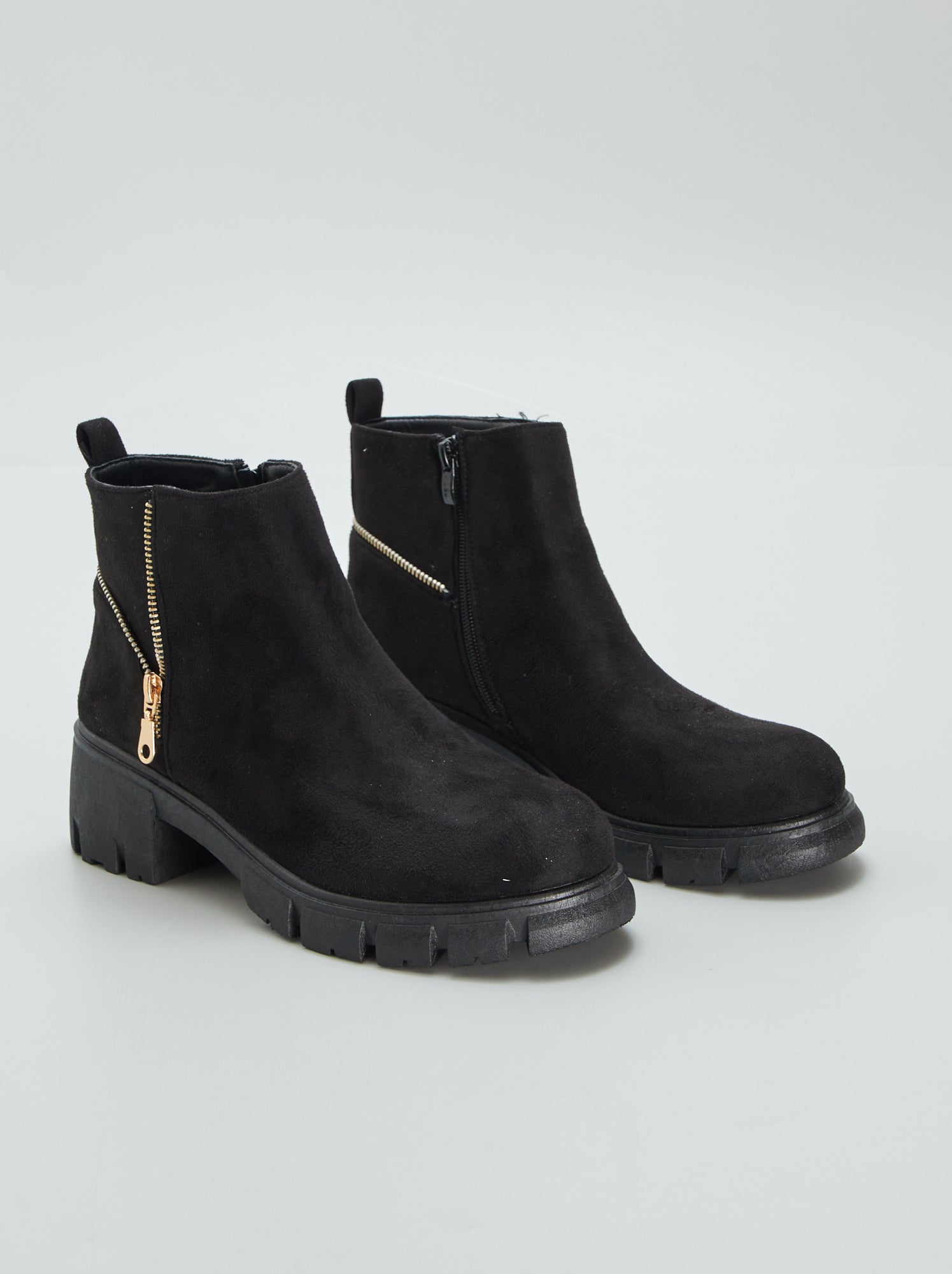 Bottines en suedine avec fermeture Noir Kiabi 34.00