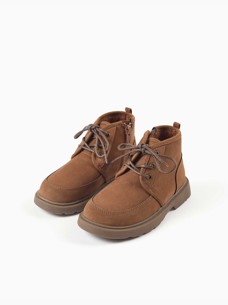 Bottines en suédine avec lacets Beige - Kiabi