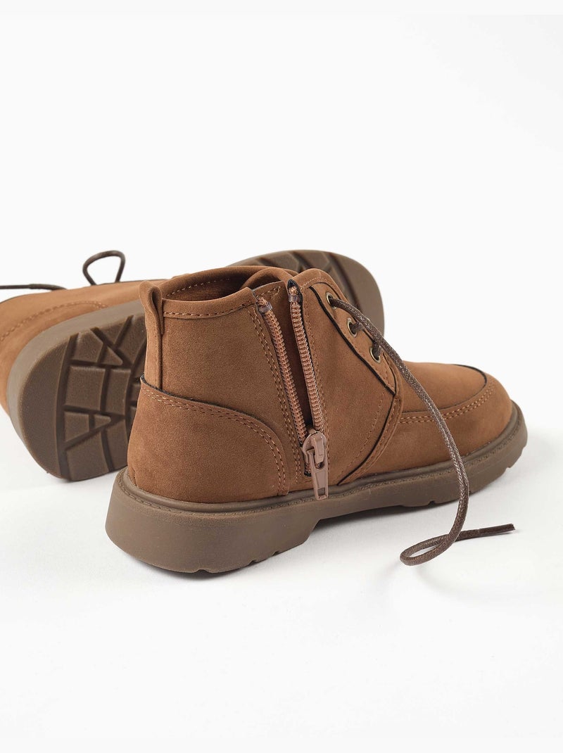 Bottines en suédine avec lacets Beige - Kiabi