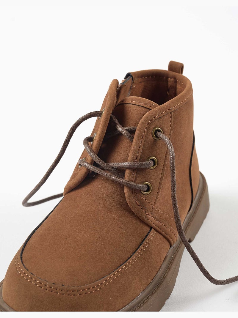 Bottines en suédine avec lacets Beige - Kiabi
