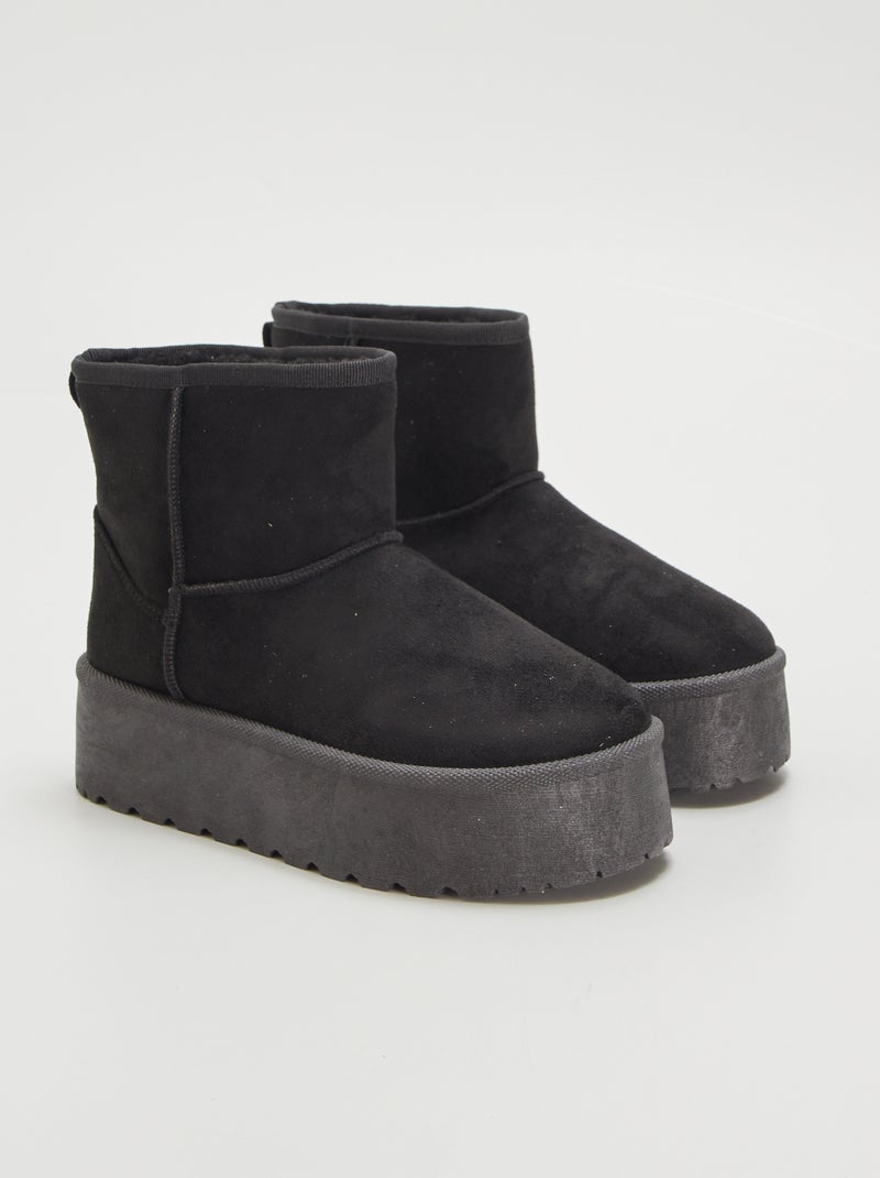 Bottines en suédine Noir - Kiabi
