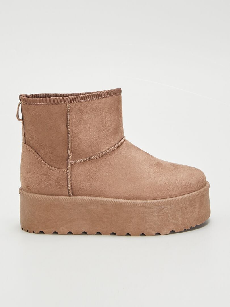 Bottines en suédine Taupe - Kiabi