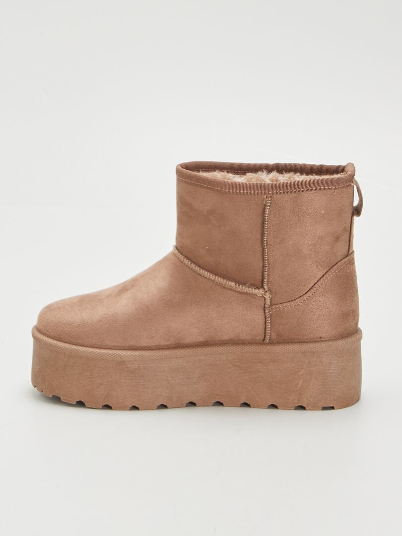 Bottines en suédine Taupe - Kiabi